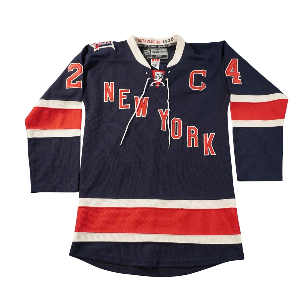 Reebok New York Rangers Ryan Callahan Hockey Jersey Mens 50 Navy Fight Strap CCM